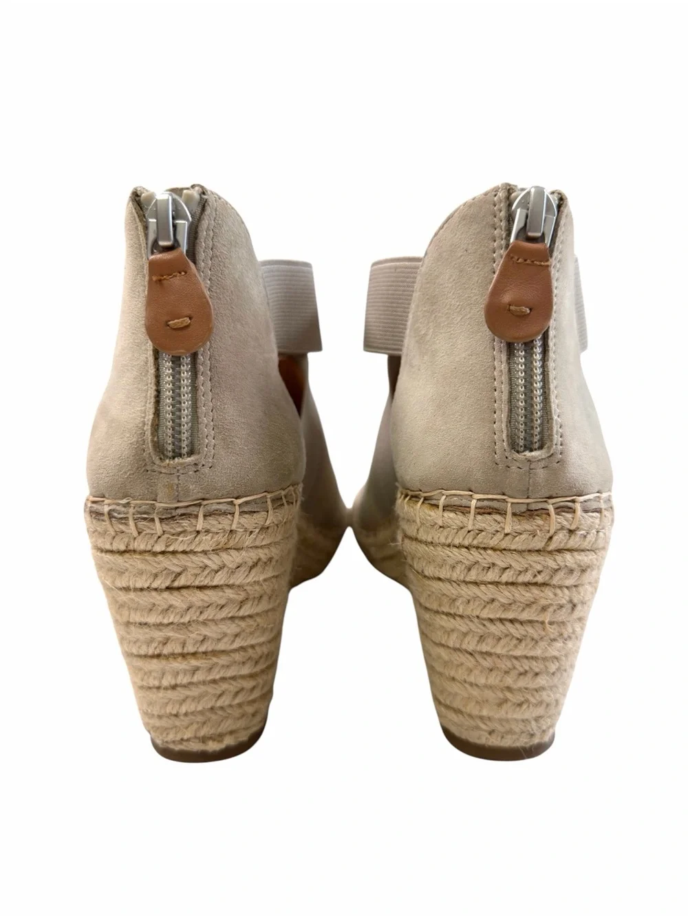 Gentle Souls Colleen Cross Elastic Espadrille Wedge Sandals Suede Taupe 9.5